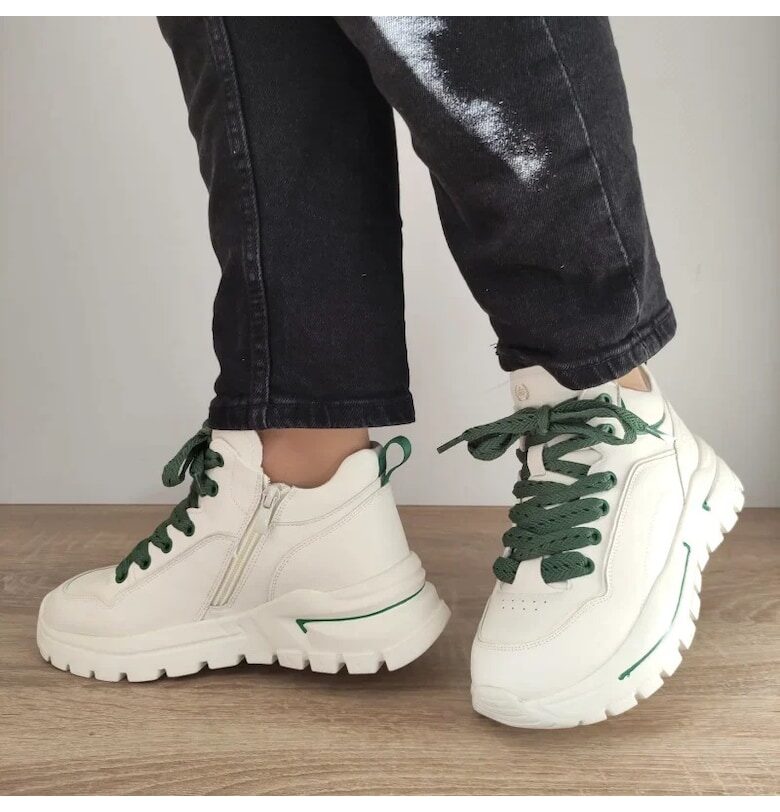 Ежедневни дамски ботуши  B71935 Бели със зелено FRANCO GERARDO