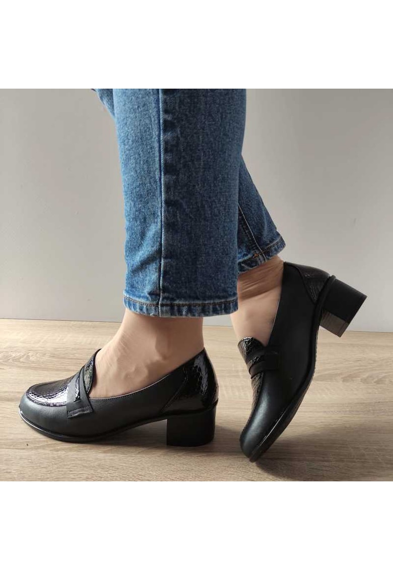 Ежедневни дамски обувки 125009 Black + Croco - Черни Nicolis