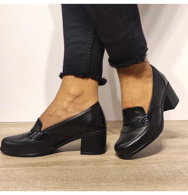 Ежедневни дамски обувки  125394 Black + Croco - Черни Nicolis