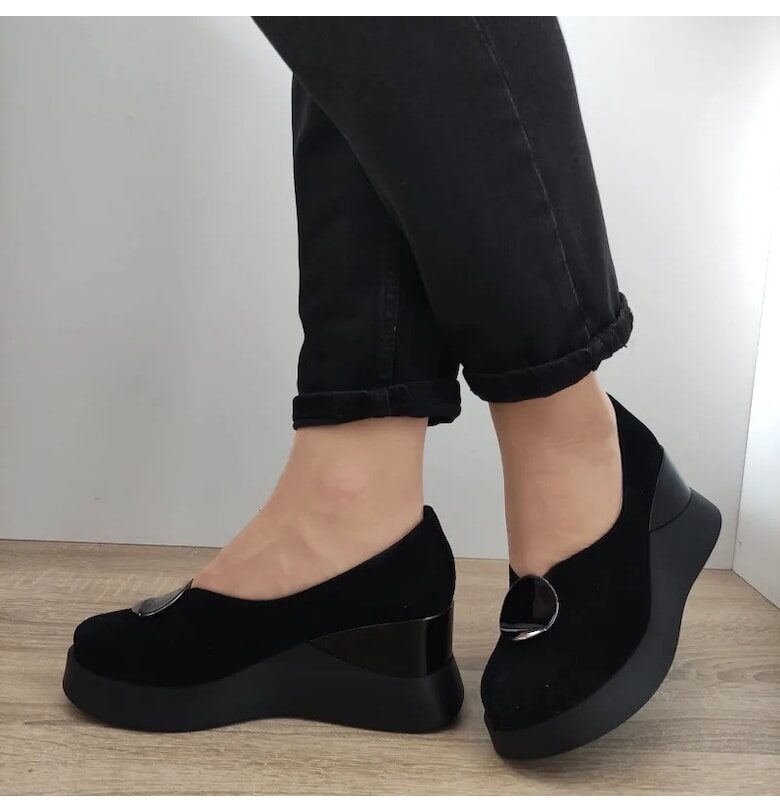 Ежедневни дамски обувки  1444-2 черен велур - черен PERLLA