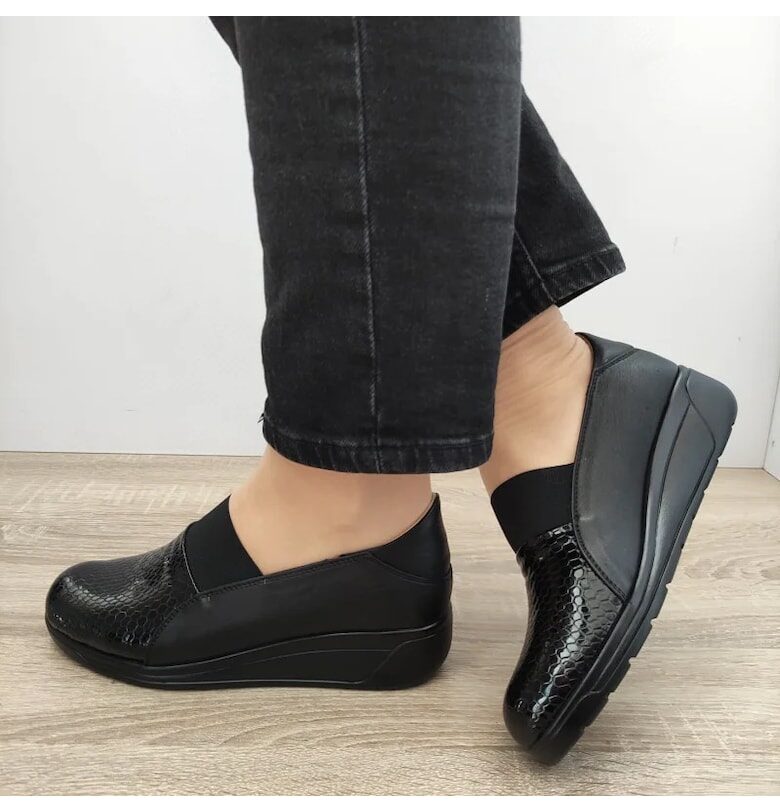 Ежедневни дамски обувки  155-1 Черни + Кроко BIO FLEX