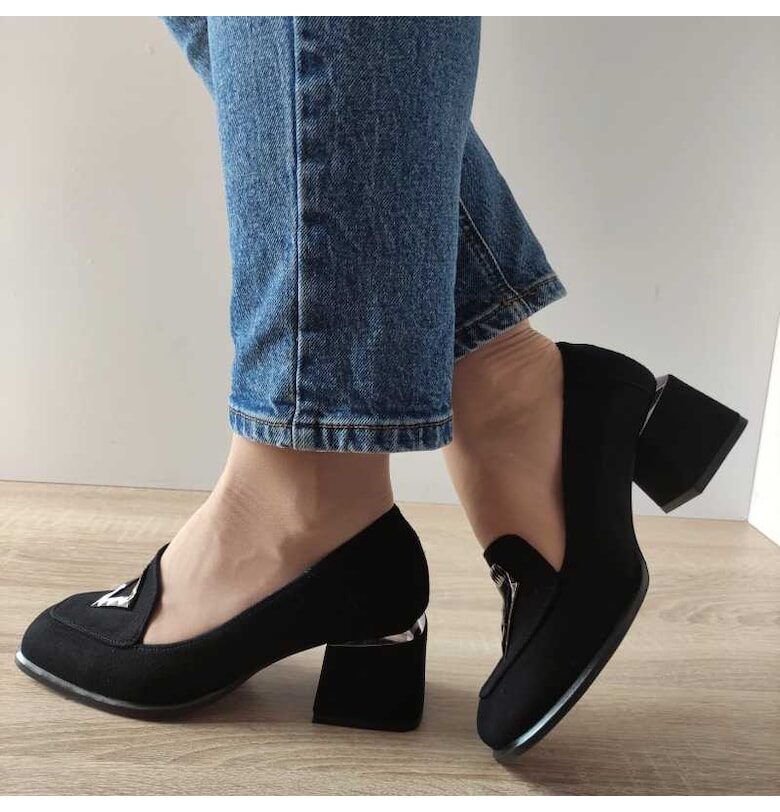 Ежедневни дамски обувки  E1649 19 черен велур - черен aga