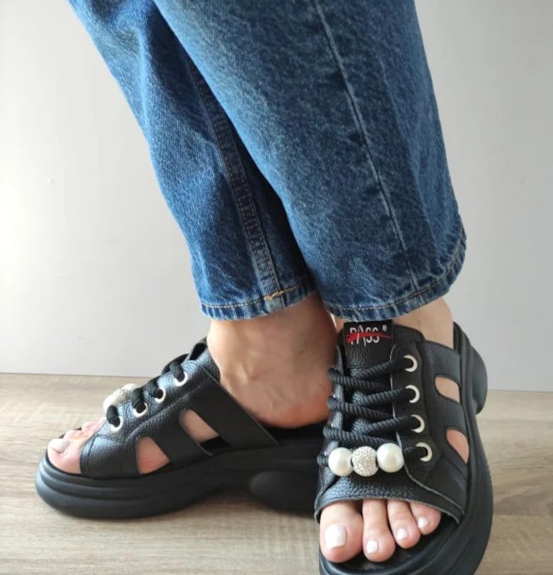 Ежедневни дамски сабо  60004B 01-N Черно Pass