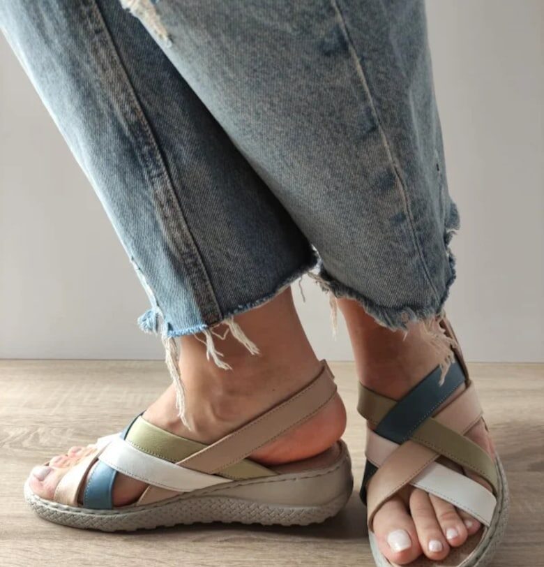 Ежедневни дамски сандали  17-1013 бежово + цвят - бежово BIO FLEX