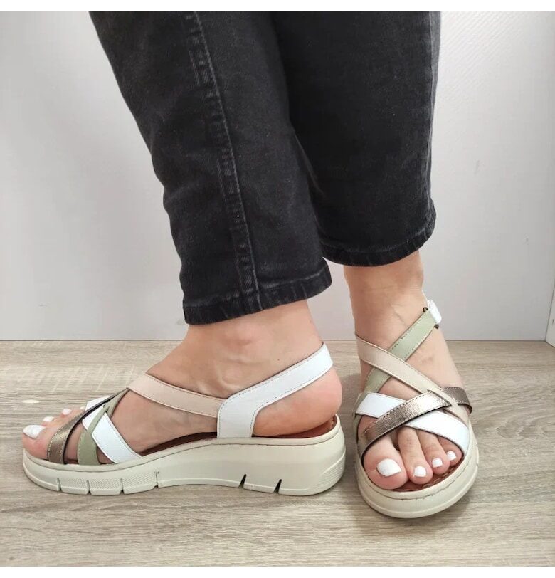 Ежедневни дамски сандали  Fr-402 Бели + Комб - Многоцветни BIO FLEX