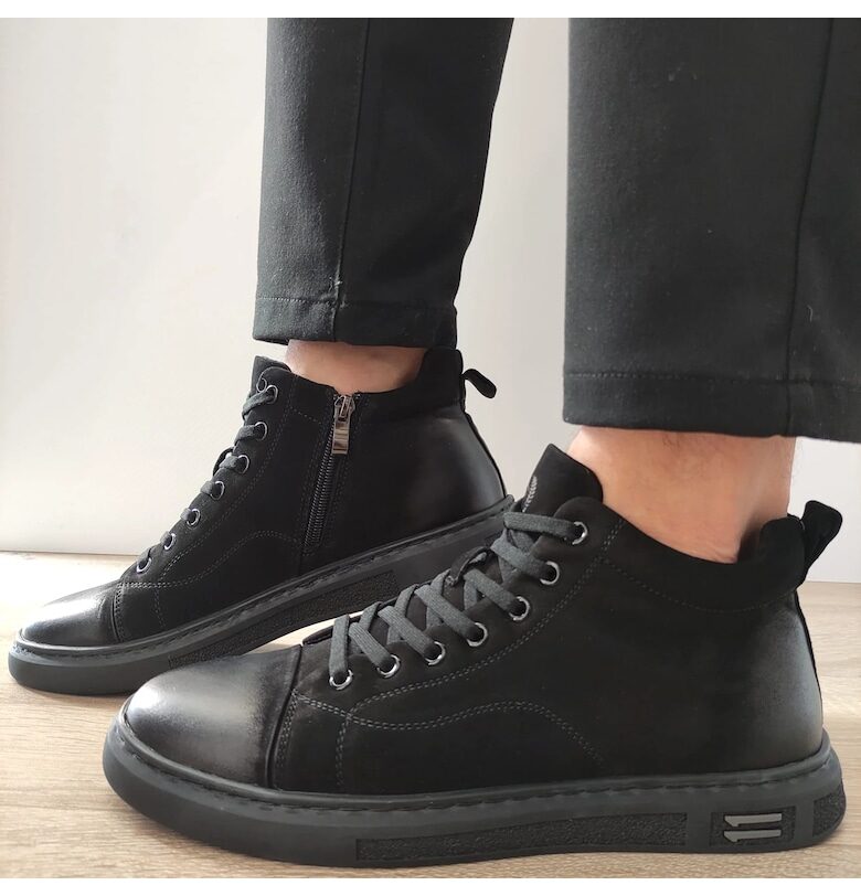 Ежедневни мъжки боти  H6008 Black Velvet - Черно кадифе FRANCO GERARDO