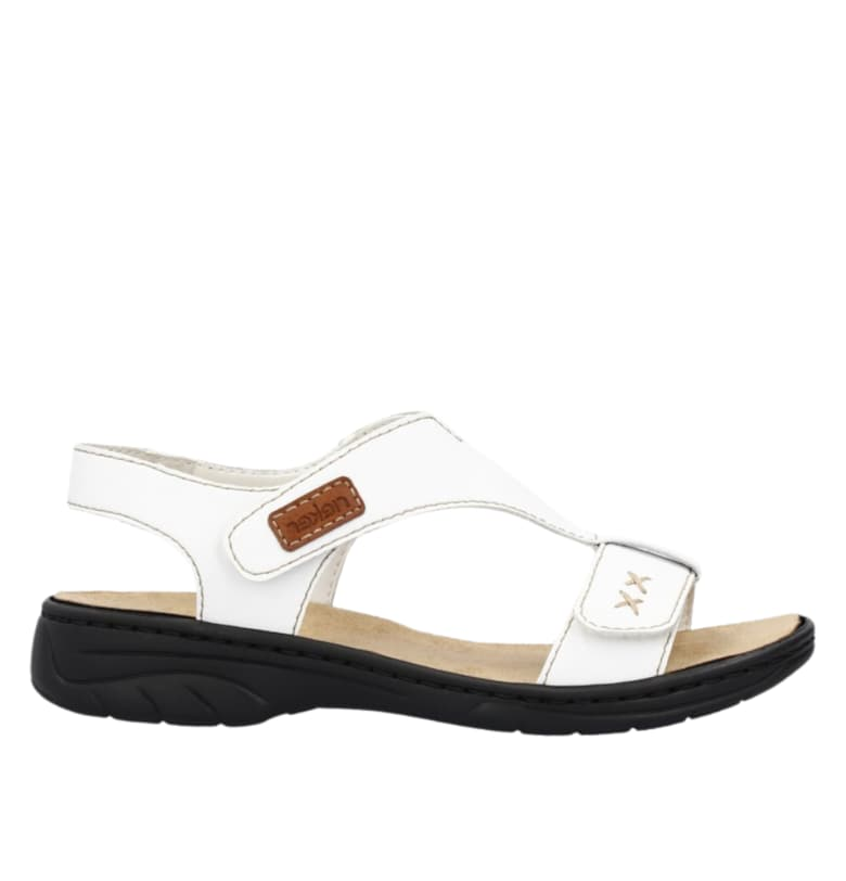 Ежедневни сандали - дамски -  ANTISTRESS - 64577-80 бели - естествена кожа Rieker