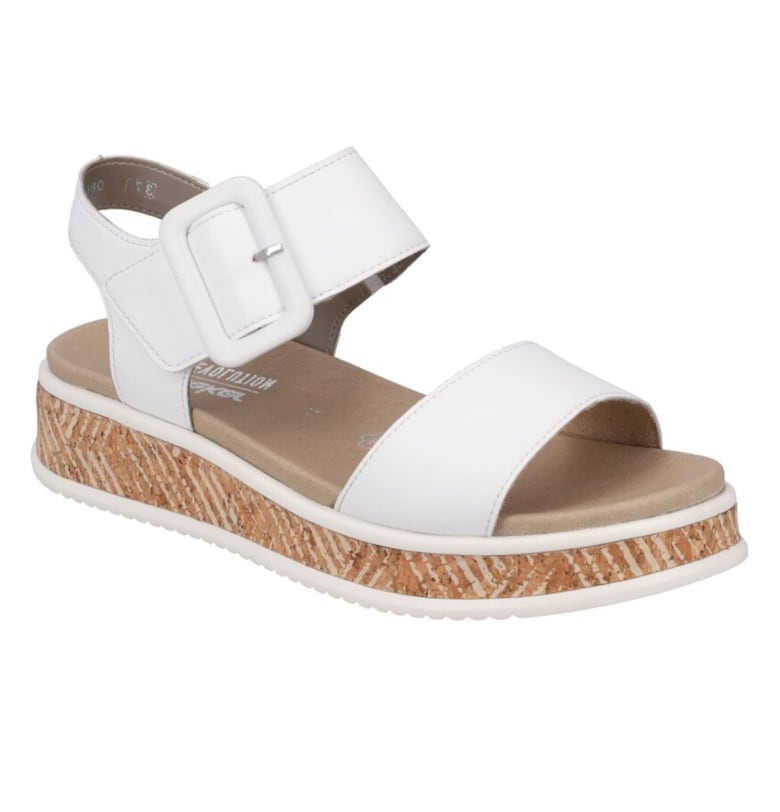 Ежедневни сандали - дамски -  REVOLUTION - W0800-80 бели - екокожа Rieker