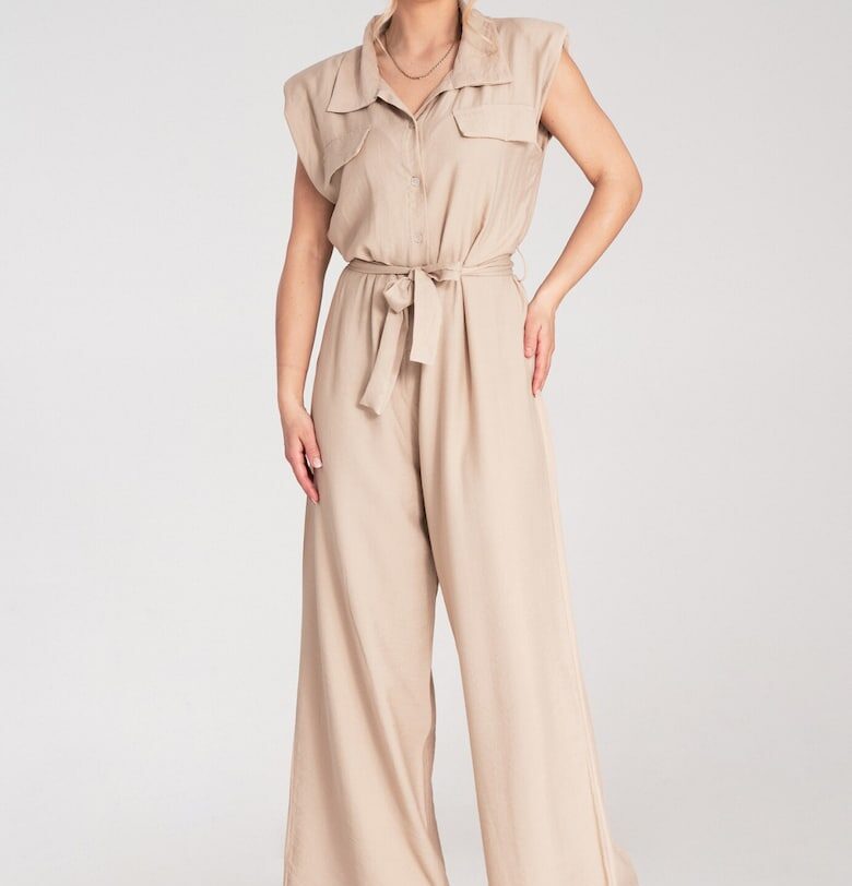 Елегантен гащеризон  бежов - официален - вискоза - Един размер Figl