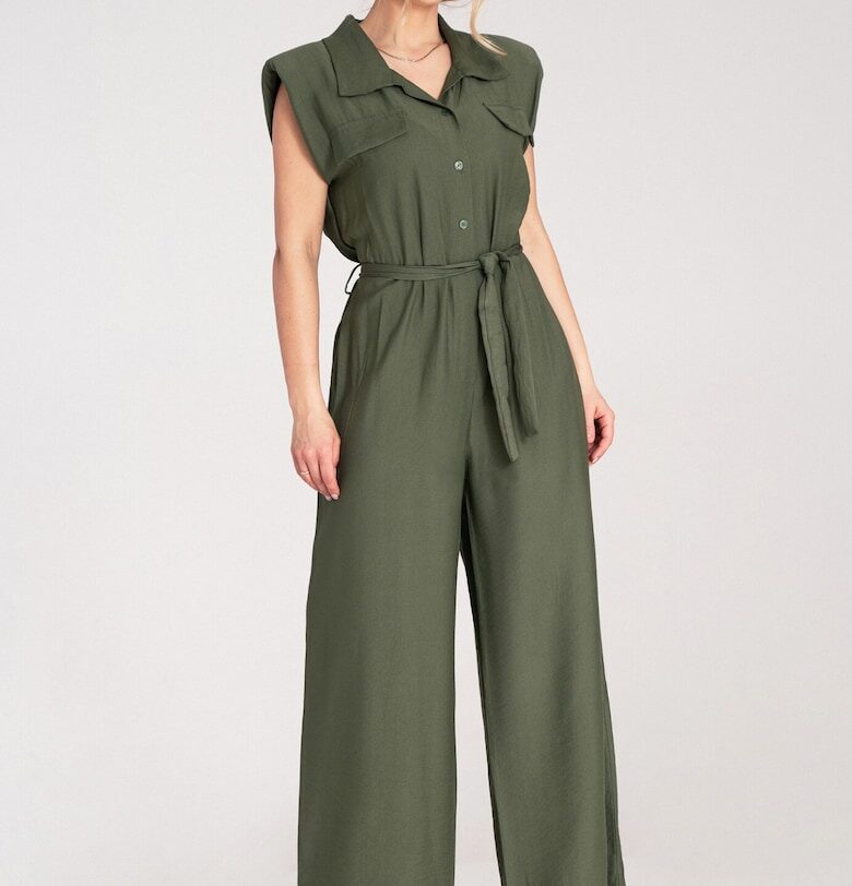 Елегантен гащеризон  зелен - 100% вискоза - стандартна кройка - прави крачоли - един размер Figl