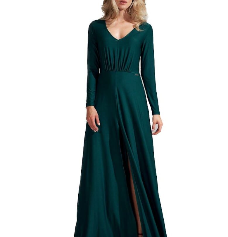 Елегантна дамска рокля  Movret - зелена Figl