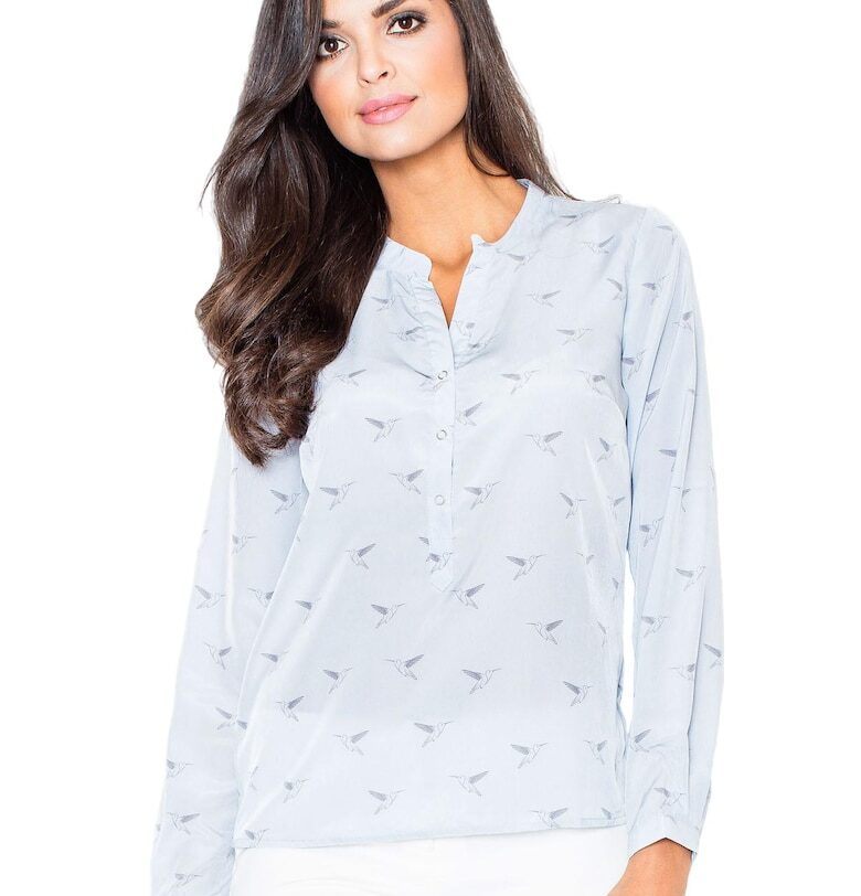 Елегантна риза  M254 без яка - уникален модел - тъмносиньо - полиестер Figl