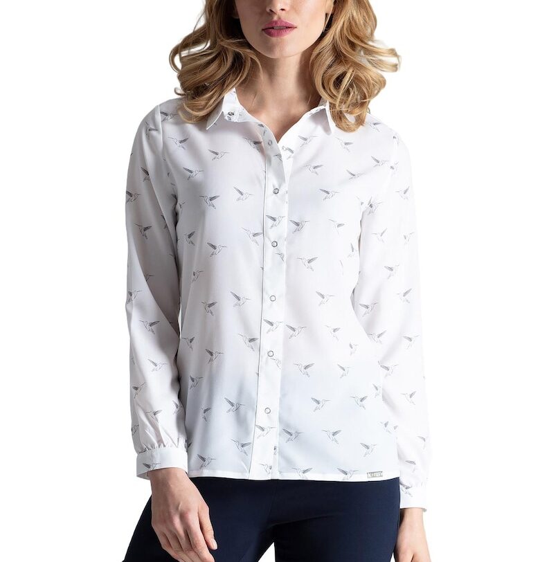 Елегантна риза  M284 - полиестер - екрю - стандартна кройка - дълъг ръкав Figl