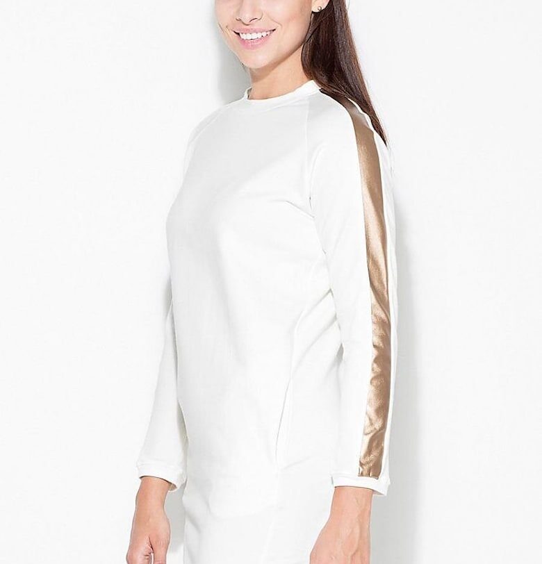 Елегантна рокля  дълъг ръкав със златна вложка - по-дълъг гръб - 95% памук 5% еластан KATRUS