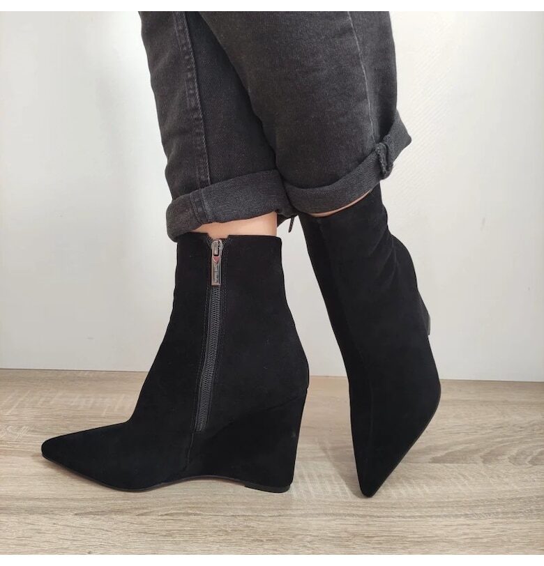 Елегантни дамски боти  K1271-133R Black Velvet - черни Jose Simon