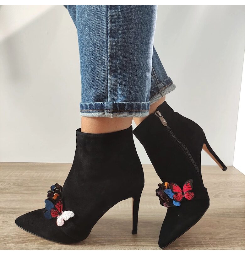 Елегантни дамски боти  Mh003-2351 Black Velvet - Черно кадифе Feeling