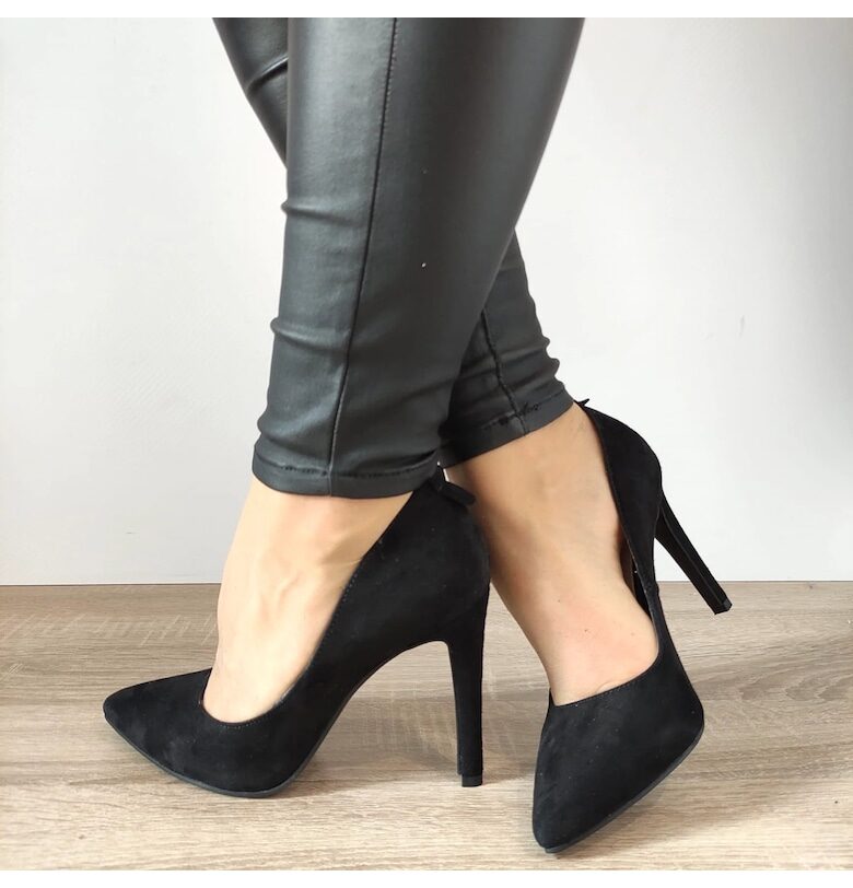 Елегантни дамски обувки  374-27 Black Velour - Черен велур PERLLA