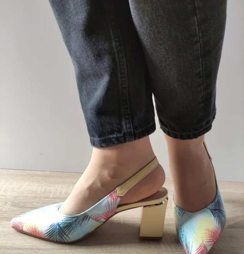 Елегантни дамски сандали  60034A J7-N Жълти + Флорални - Жълт Epica