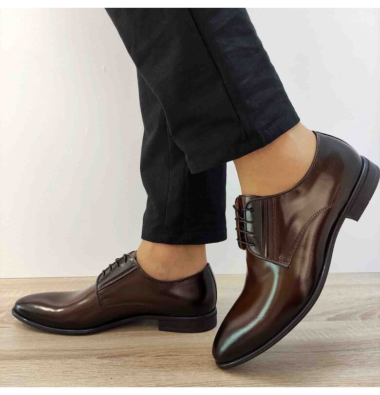 Елегантни мъжки обувки  8573-1376-00S02 кафяво лакирано - кафяво лакирано Conhpol