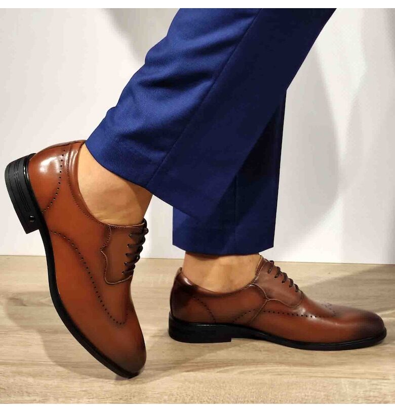 Елегантни мъжки обувки  F066-025 Кафяв - Кафяв ELDEMAS