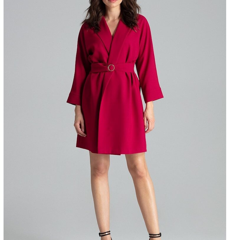 Елегантно дамско яке  бордо - полиестер - Lenitif