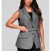 Елек без ръкави с колан и джобове с капак LW-BLZV-0102 - Сив Larica