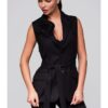 Елек без ръкави с колан и джобове с капак LW-BLZV-0102 - Черен Larica
