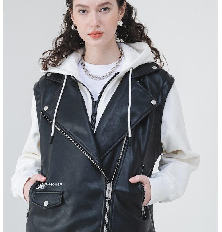 Елек от еко кожа с джобове встрани KARL LAGERFELD JEANS