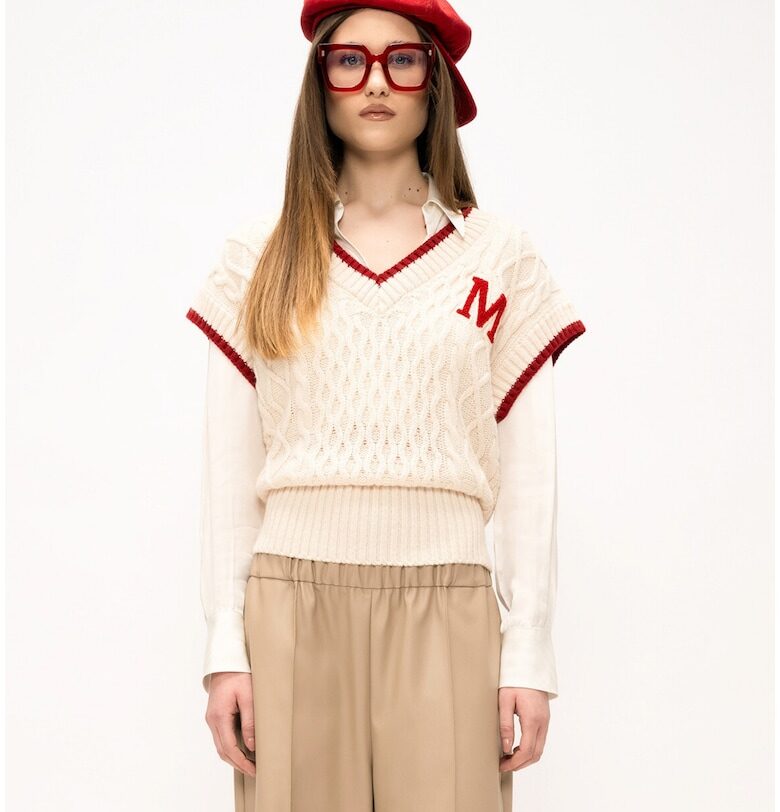 Елек с плетка осморка - Червен/Бял Marc Ellis