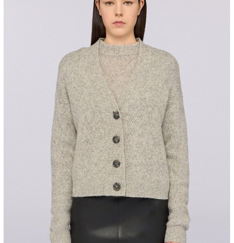 Жилетка от вълна и коприна с копчета - Сив меланж Trussardi