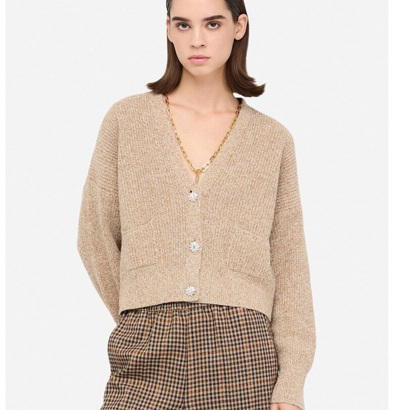 Жилетка с вълна и кашмир с копчета - Бежов Liu Jo