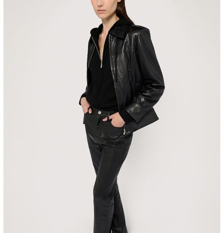 Жилетка с вълна с качулка и цип - Черен Trussardi