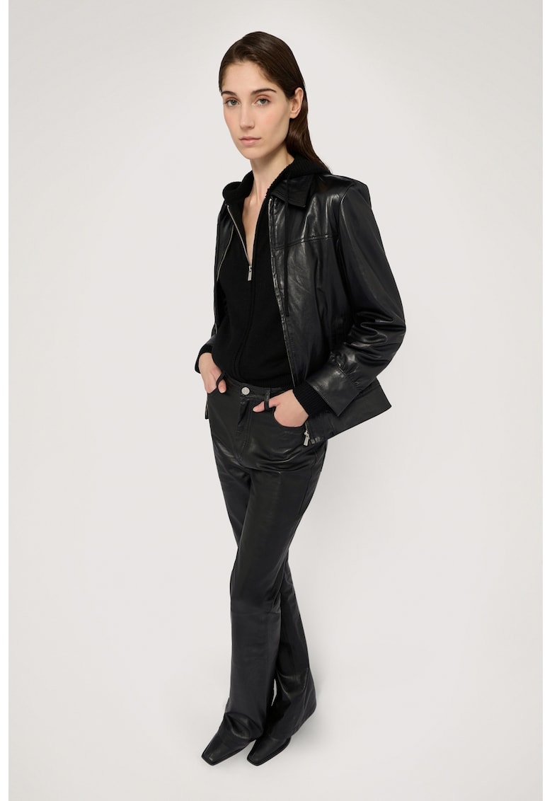 Жилетка с вълна с качулка и цип - Черен Trussardi