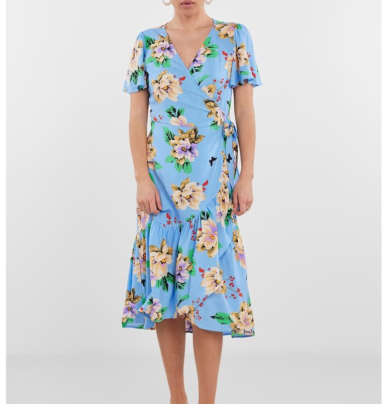 Застъпена рокля с принт YAS