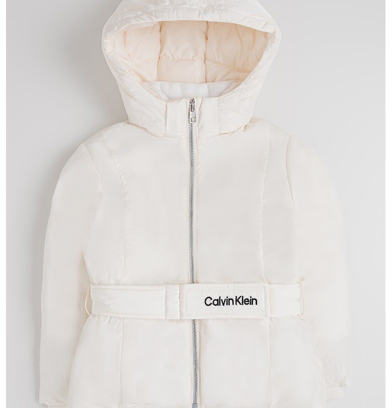 Зимна парка с вата и качулка - Бял CALVIN KLEIN
