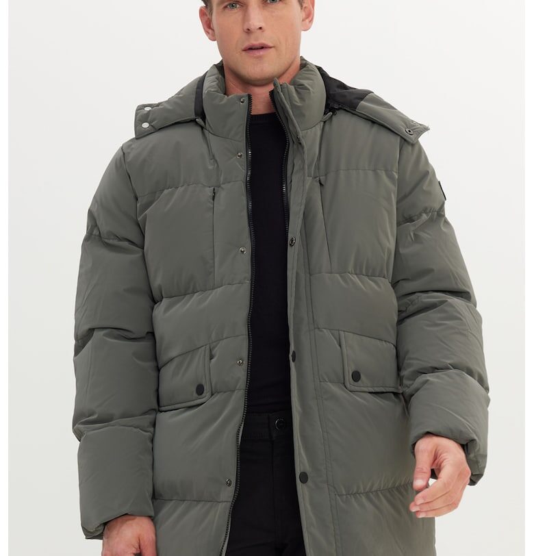 Зимно ватирано яке с джобове с цип - Tъмносив ACCo