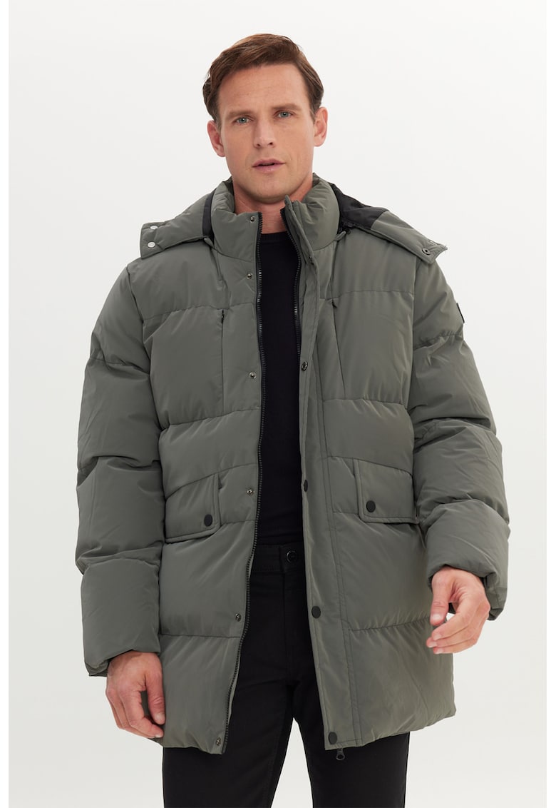 Зимно ватирано яке с джобове с цип - Tъмносив ACCo