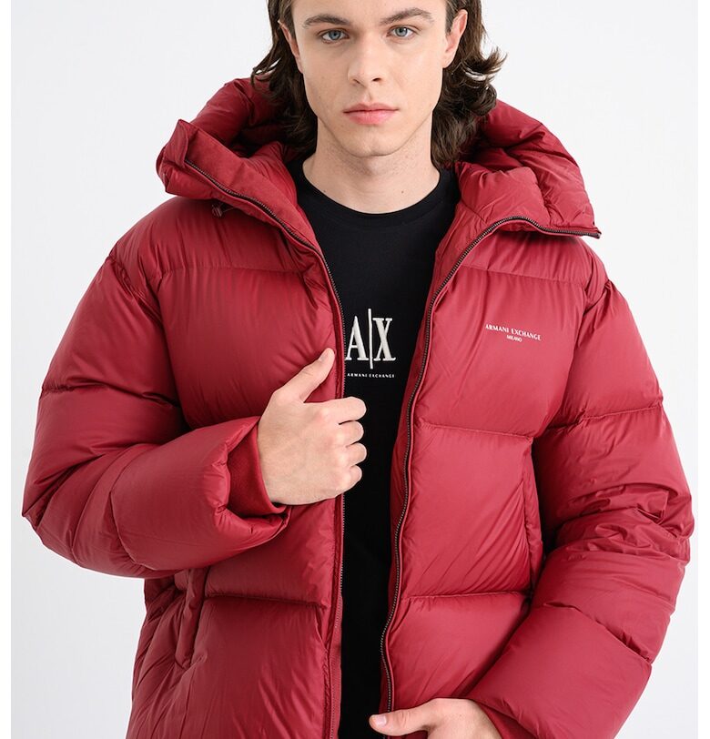 Зимно ватирано яке с качулка - Бордо ARMANI EXCHANGE