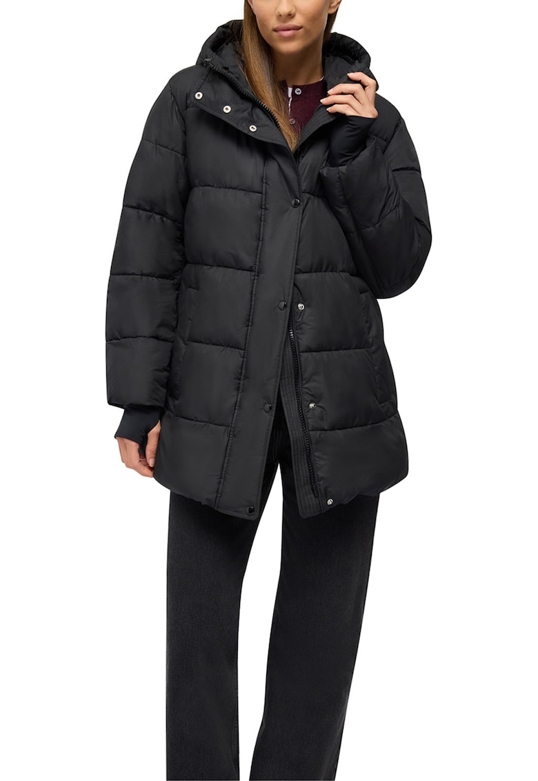 Зимно ватирано яке с качулка - Черен Geox