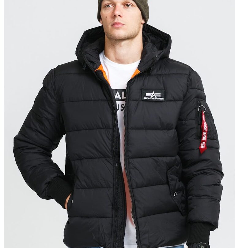 Зимно гофрирано яке с качулка - Черен ALPHA INDUSTRIES
