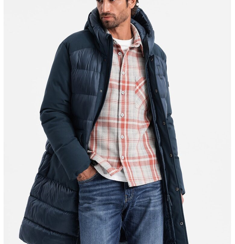 Зимно капитонирано яке - Петролно синьо OMBRE