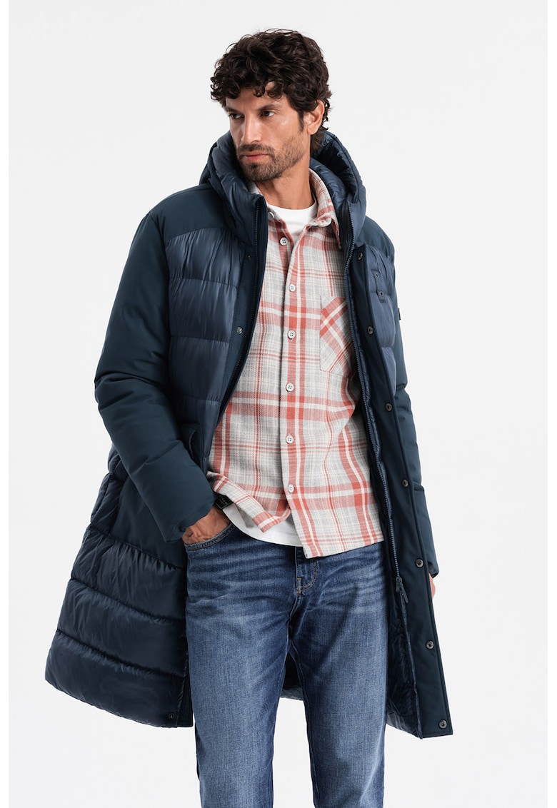 Зимно капитонирано яке - Петролно синьо OMBRE