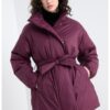 Зимно капитонирано яке с връзка - Тъмновиолетов United Colors of Benetton