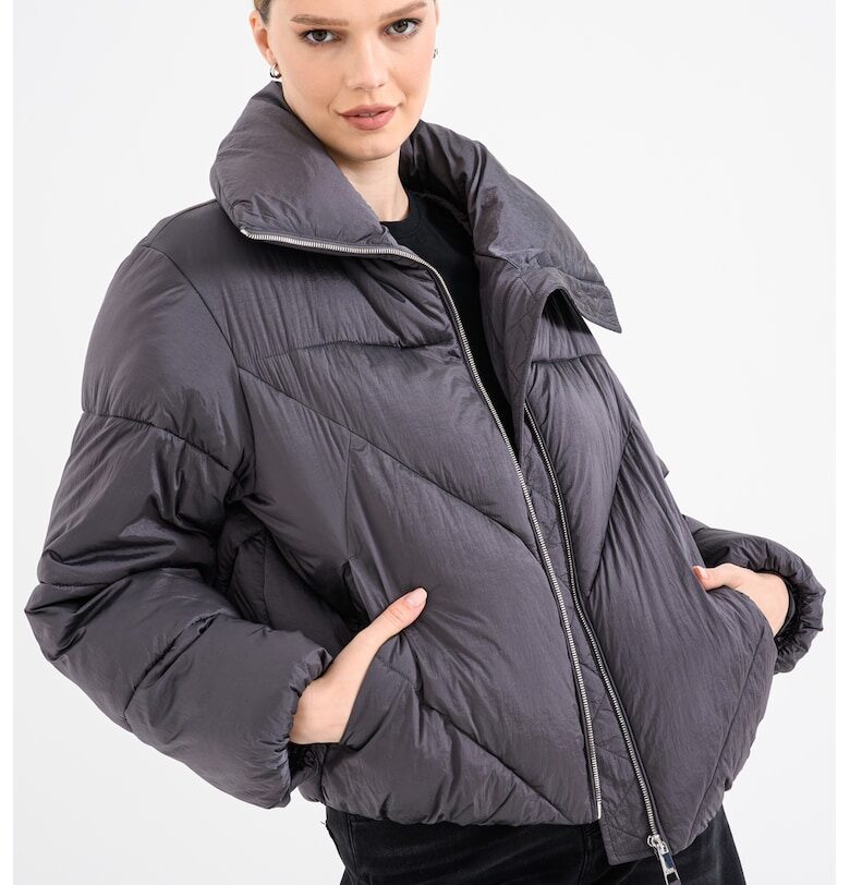 Зимно капитонирано яке с джобове - Сив BOSS