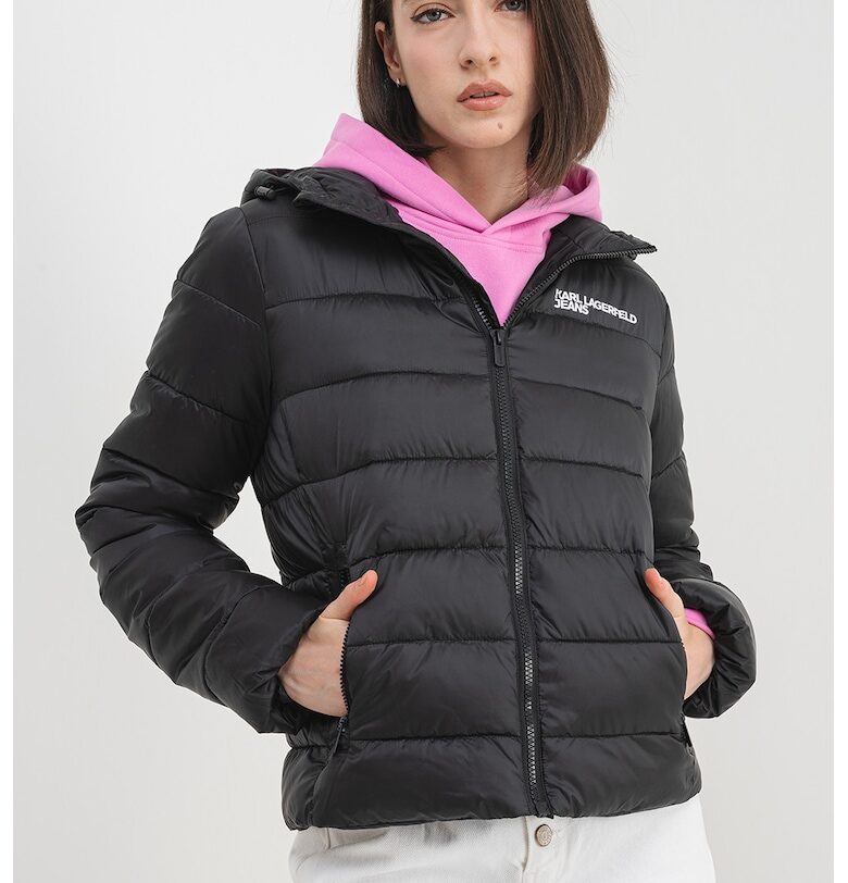 Зимно капитонирано яке с джобове встрани - Черен KARL LAGERFELD JEANS
