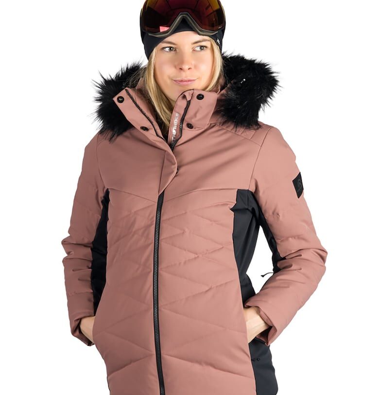 Зимно ски яке Abigayle с качулка и висока яка - Черен/Праскова NORTHFINDER