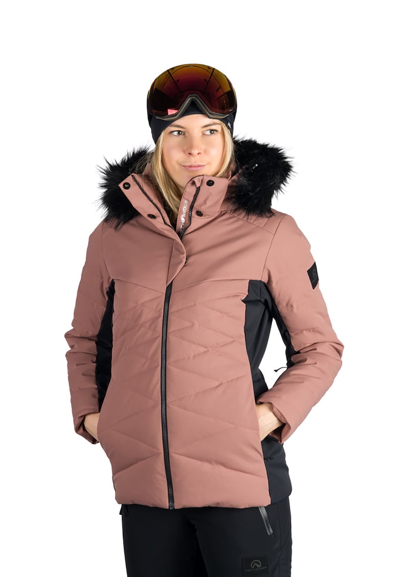 Зимно ски яке Abigayle с качулка и висока яка - Черен/Праскова NORTHFINDER