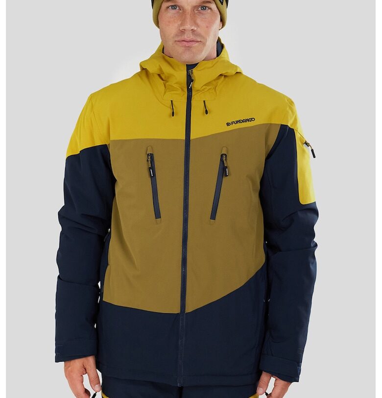 Зимно ски яке Privet Allmountain в цветен блок - Ултрамарин синьо/Синапено жълто Fundango