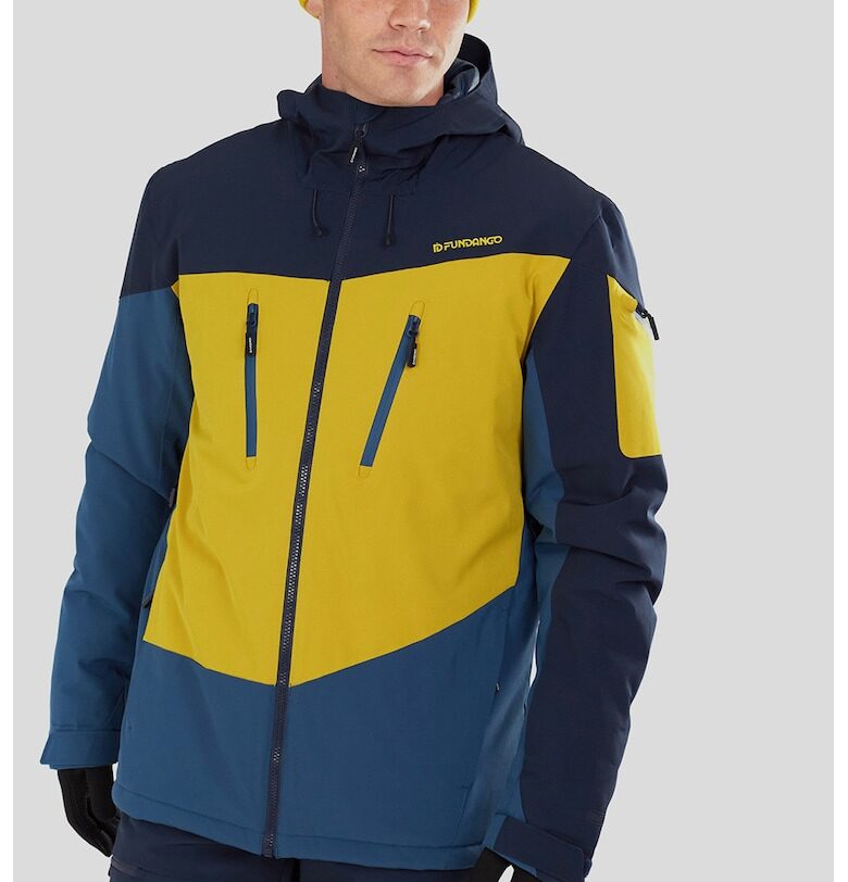 Зимно ски яке Privet Allmountain в цветен блок - Черен/Жълт/Тъмносин Fundango