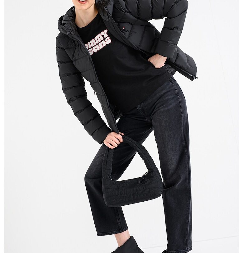 Зимно слим яке с качулка - Черен Tommy Jeans